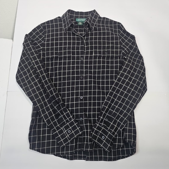 LAUREN RALPH LAURRN Black and White Checkered Men's Shirt